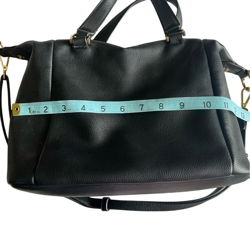 A New Day Black Pebbled Faux Leather Satchel Crossbody Bag Gold Hardware